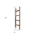 48" Gray Distressed Solid Wood Four Step Ladder Shelf