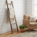 72" Gray Distressed Solid Wood Four Step Ladder Shelf