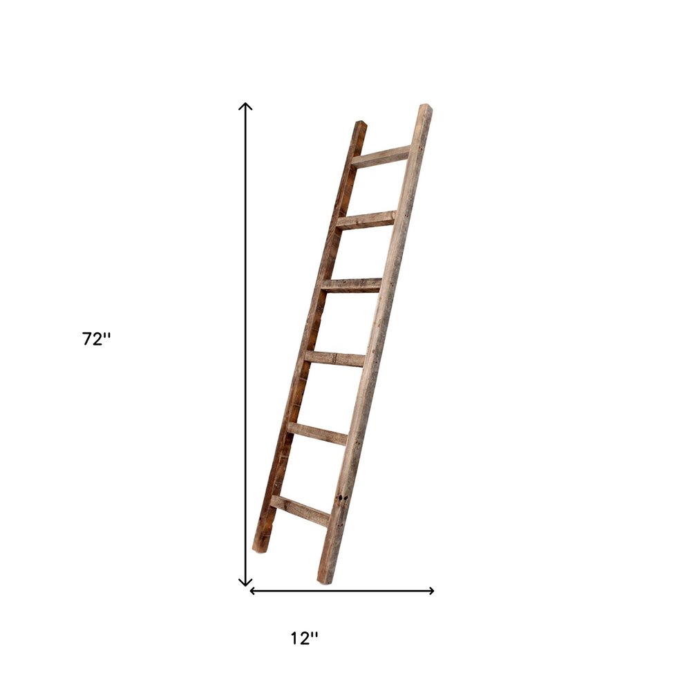 72" Gray Distressed Solid Wood Four Step Ladder Shelf