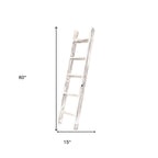 60" Espresso Distressed Solid Wood Five Step Ladder Shelf