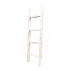48" White Distressed Solid Wood Four Step Ladder Shelf