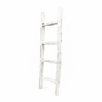 48" White Distressed Solid Wood Four Step Ladder Shelf