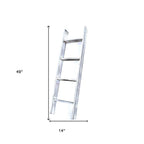 49" White Distressed Solid Wood Four Step Ladder Shelf