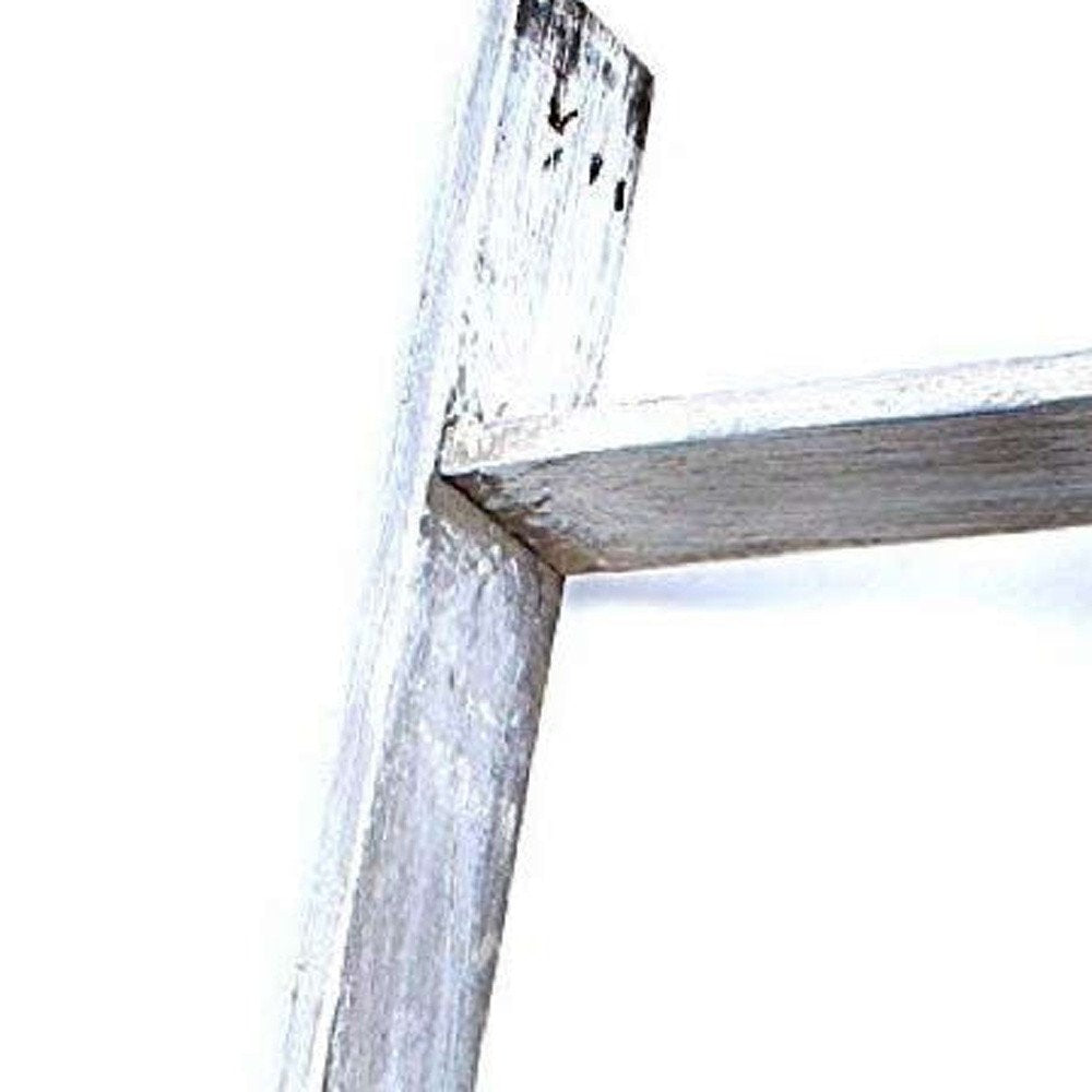 49" White Distressed Solid Wood Four Step Ladder Shelf