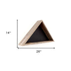 26" X 14" Gray Wood Triangle Hanging Dimensional Sculpture