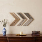 Set of Three Gray Distressed Wood Hanging Arrow Dimensional Sculptures