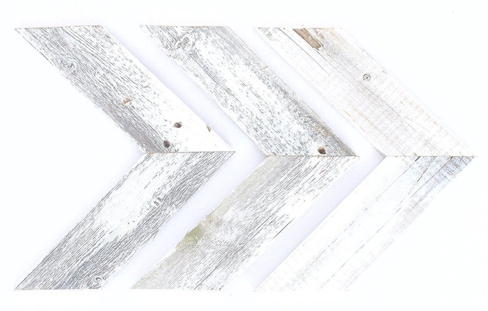 Set of Three Gray Distressed Wood Hanging Arrow Dimensional Sculptures