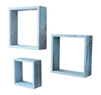 Set of Three Espresso Wood Square Hanging Dimensional Sculpture