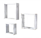 Set of Three Espresso Wood Square Hanging Dimensional Sculpture
