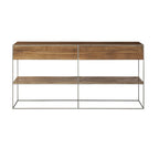 63" Brown Solid Wood Two Drawer Sideboard