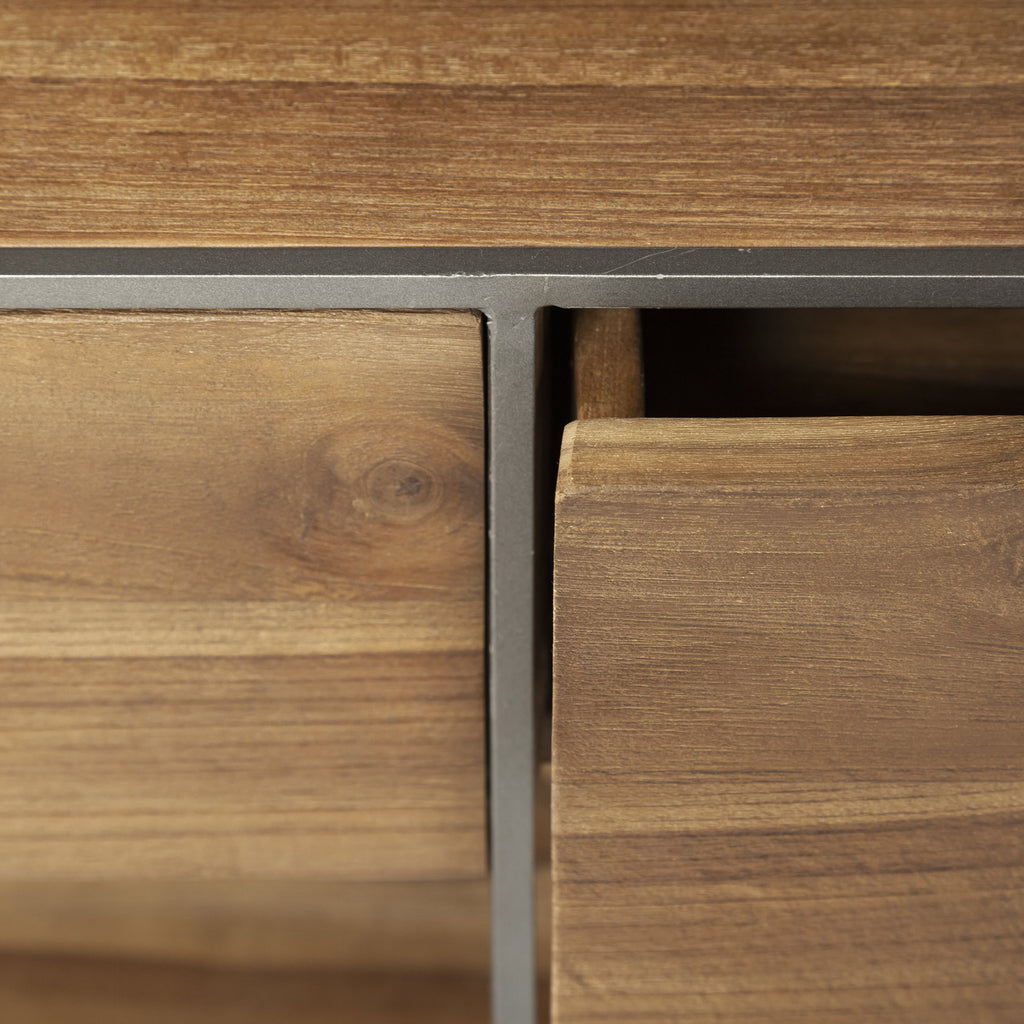 63" Brown Solid Wood Two Drawer Sideboard