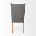 Tufted Cream and Brown Upholstered Linen Wing Back Dining Side Chair