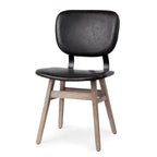 Set of Two Black and Brown Faux Leather Open Back Dining Side Chairs