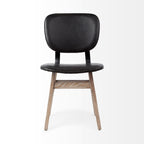 Set of Two Black and Brown Faux Leather Open Back Dining Side Chairs