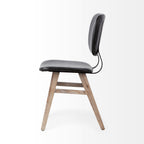 Set of Two Black and Brown Faux Leather Open Back Dining Side Chairs