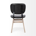 Set of Two Black and Brown Faux Leather Open Back Dining Side Chairs