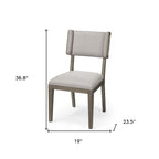 Set Of Two Light Gray And Brown Upholstered Fabric Open Back Side Chairs