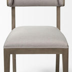 Set Of Two Light Gray And Brown Upholstered Fabric Open Back Side Chairs