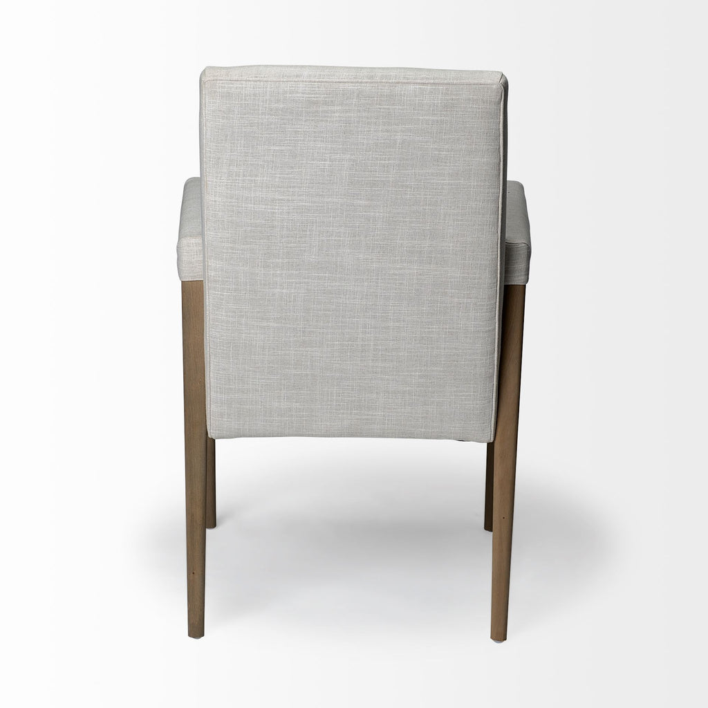Cream and Brown Upholstered Fabric King Louis Back Dining Arm Chair