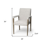 Cream and Brown Upholstered Fabric King Louis Back Dining Arm Chair