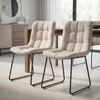 Set Of Two White And Black Upholstered Fabric Open Back Side Chairs