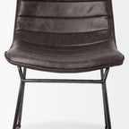 Set Of Two Black Upholstered Faux leather Side Chairs