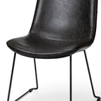 Set Of Two Black Upholstered Faux leather Side Chairs