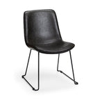Set Of Two Black Upholstered Faux leather Side Chairs