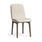 Set of Two Cream and Brown Fabric Dining Side Chairs