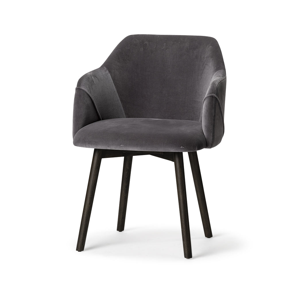 Cream and Brown Upholstered Fabric Dining Arm Chair