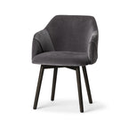 Cream and Brown Upholstered Fabric Dining Arm Chair