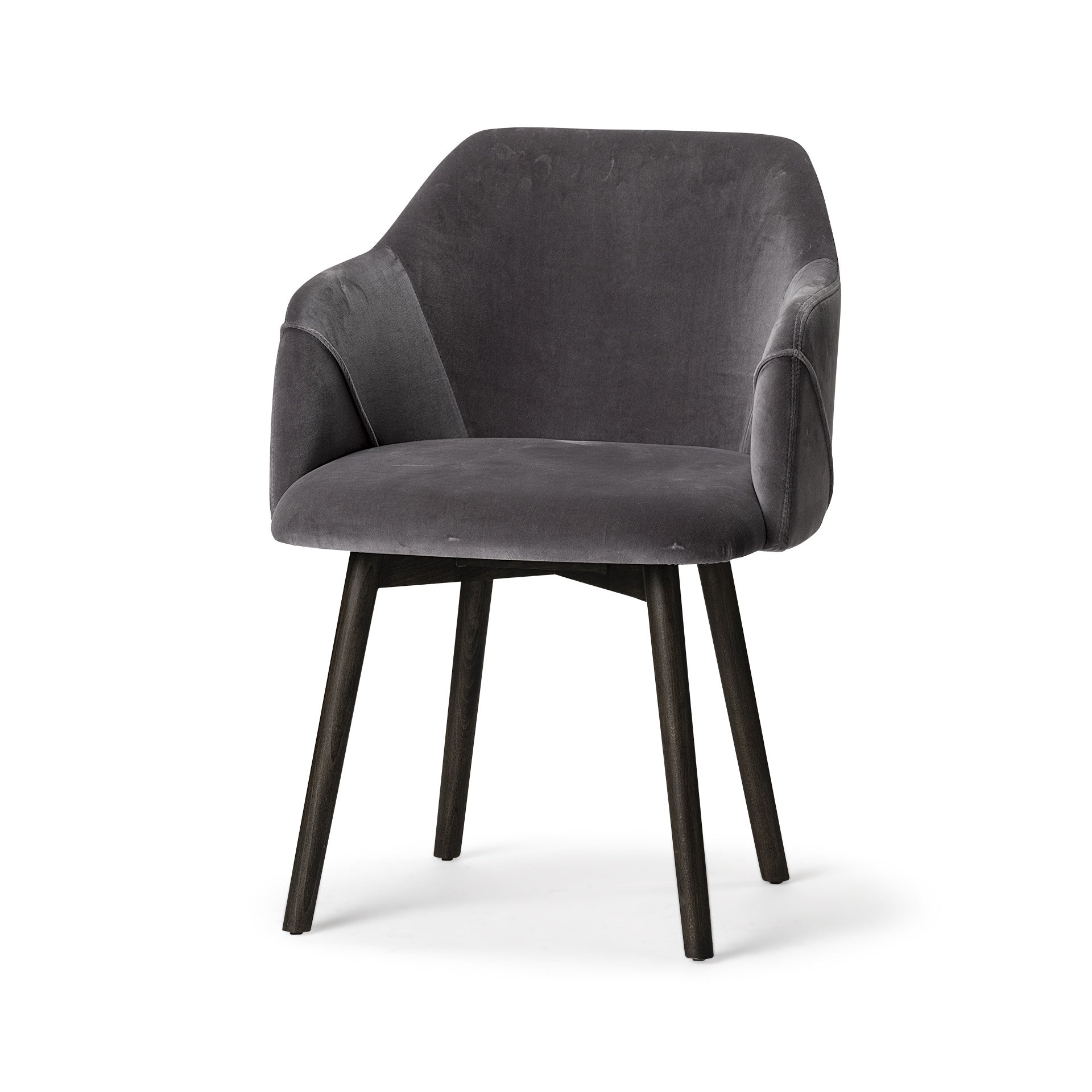 Cream and Brown Upholstered Fabric Dining Arm Chair
