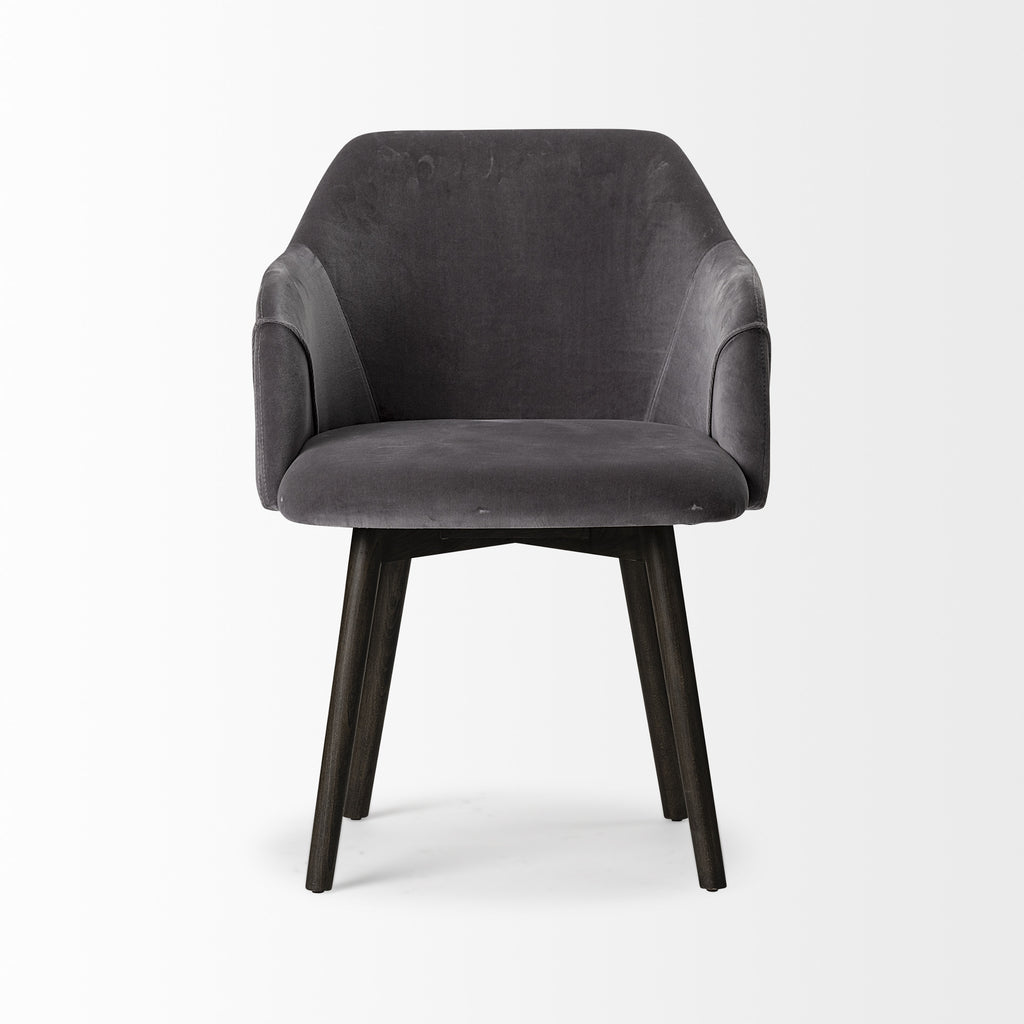 Cream and Brown Upholstered Fabric Dining Arm Chair