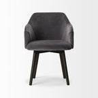 Cream and Brown Upholstered Fabric Dining Arm Chair