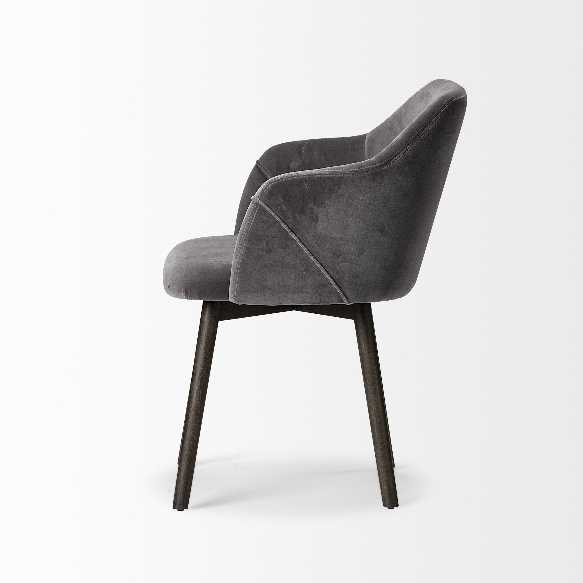 Cream and Brown Upholstered Fabric Dining Arm Chair