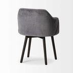 Cream and Brown Upholstered Fabric Dining Arm Chair