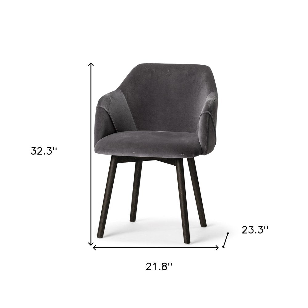 Cream and Brown Upholstered Fabric Dining Arm Chair