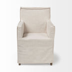 Set Of Two Gray And Brown Slipcovered Wood Parsons Chairs