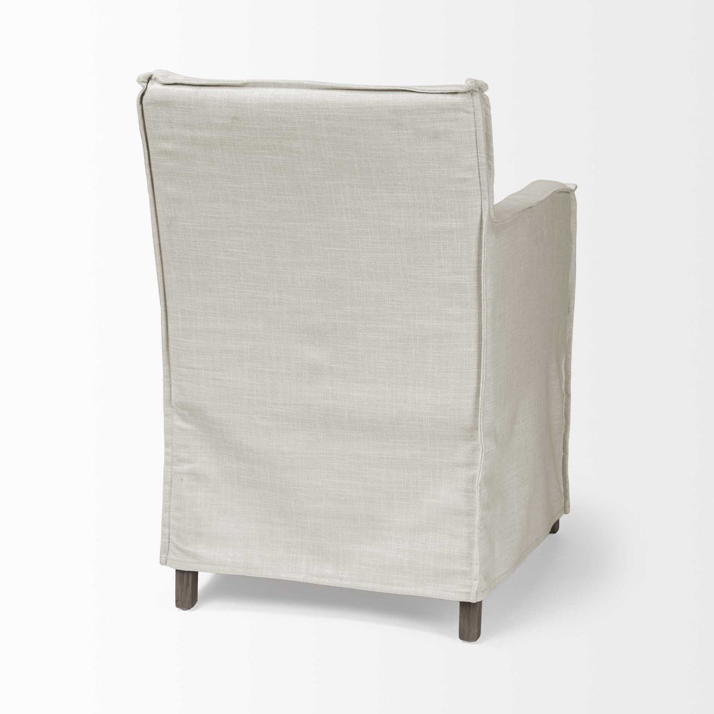 Set Of Two Gray And Brown Slipcovered Wood Parsons Chairs