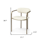 Set of Two Cream and Gold Fabric Open Back Dining Arm Chairs