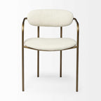 Set of Two Cream and Gold Fabric Open Back Dining Arm Chairs