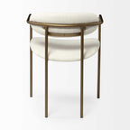 Set of Two Cream and Gold Fabric Open Back Dining Arm Chairs
