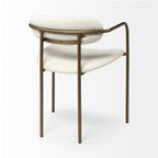 Set of Two Cream and Gold Fabric Open Back Dining Arm Chairs