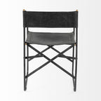 Black Leather Open Back Dining Arm Chair