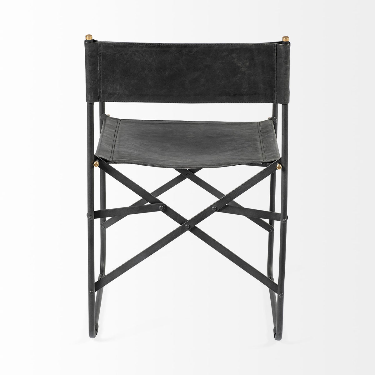 Black Leather Open Back Dining Arm Chair