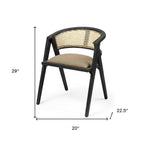 Beige And Gray Upholstered Linen Curved Back Dining Arm Chair