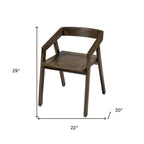 Set Of Two Brown Wood Open Back Arm Chairs