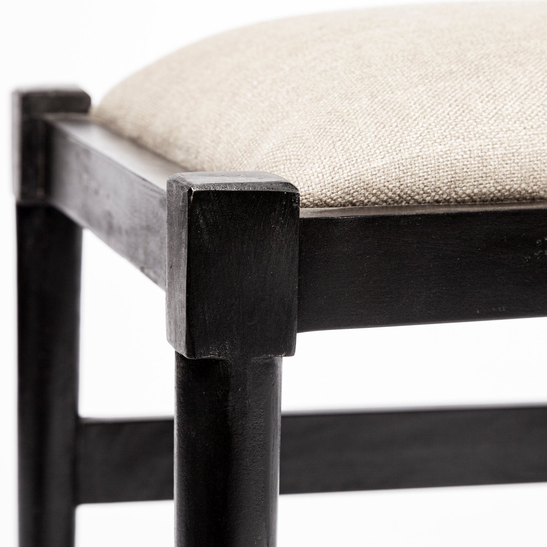 Beige And Brown Upholstered Fabric Wishbone Back