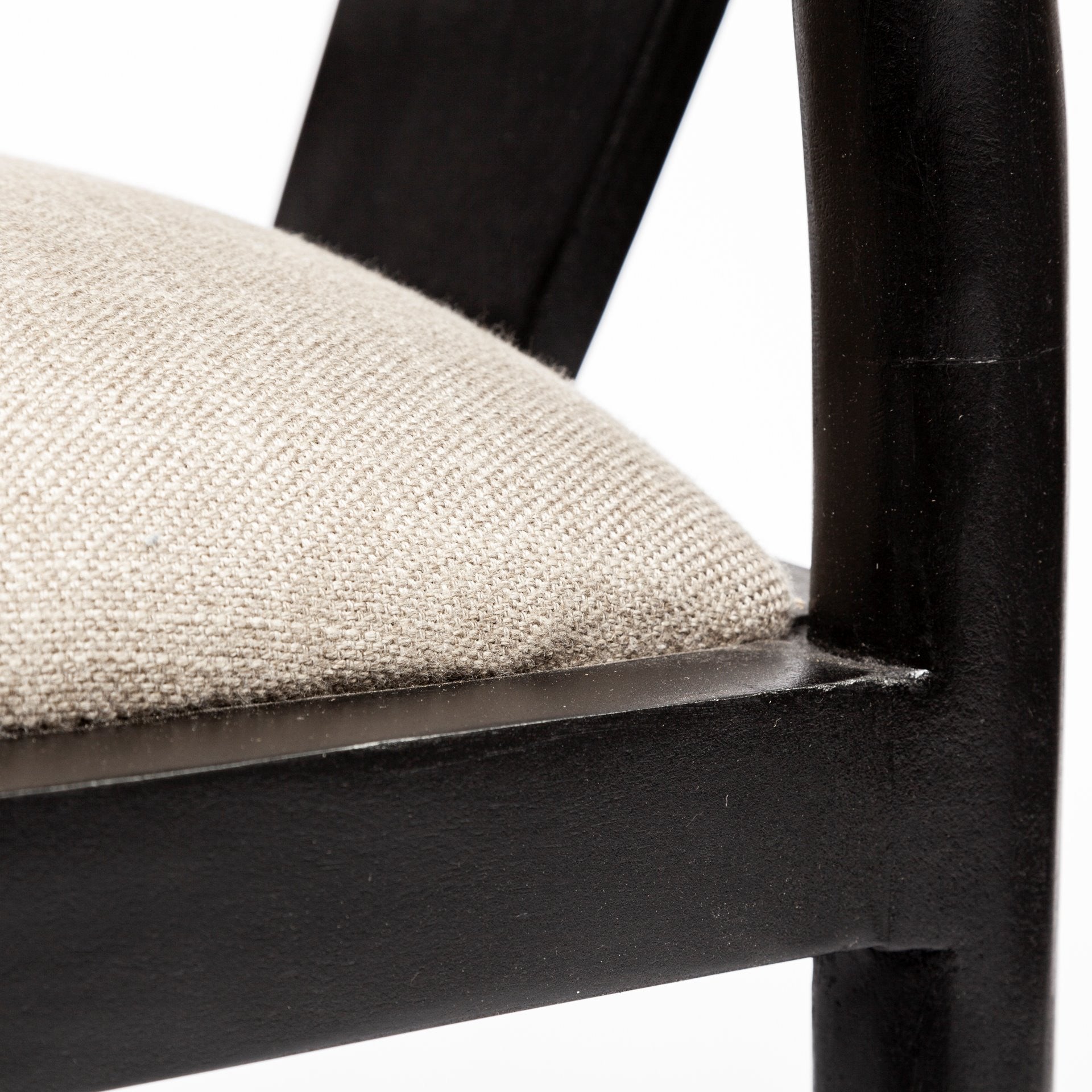 Beige And Brown Upholstered Fabric Wishbone Back