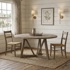 60" Brown Rounded Solid Wood Pedestal Base Dining Table